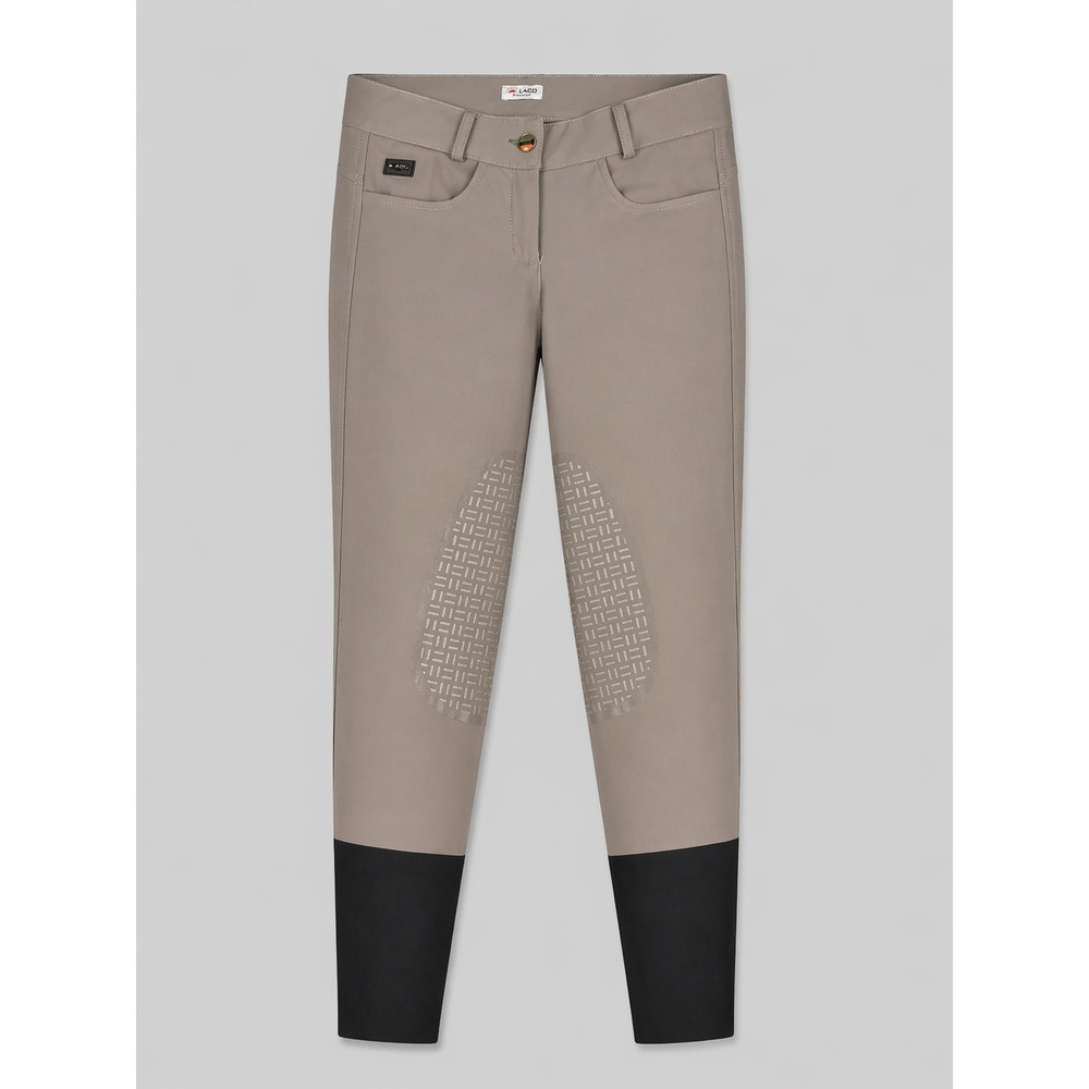 Iago Italian Equestrian Knee Patch Breeches Taupe Gray Black Size IT 40 US 4